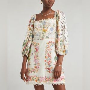 Farm Rio | Delicate Floral Scarves Minidress | Size S